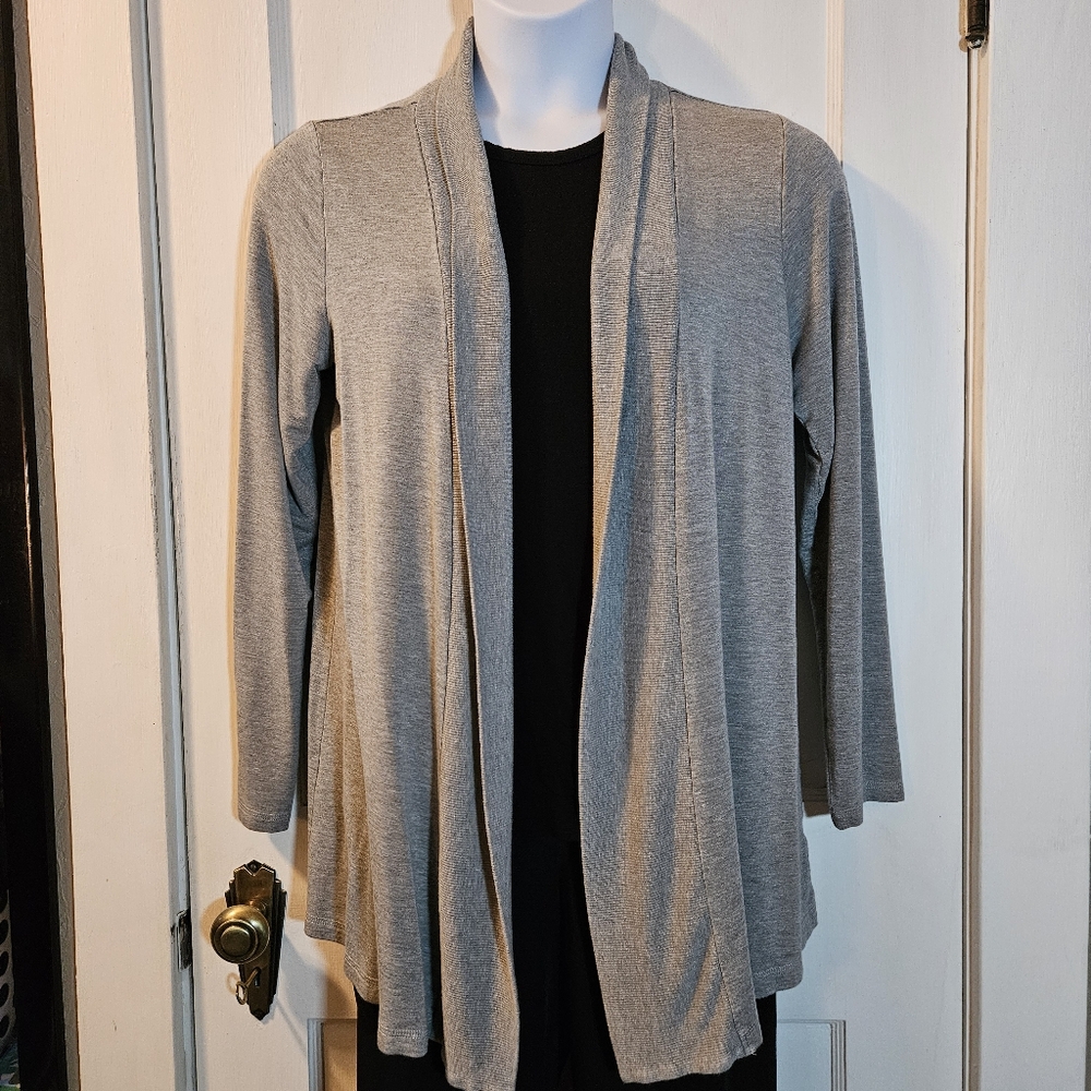 Liz Claiborne Women's Long Sleeve Open Front Cardigan Lt Grey - Size Large